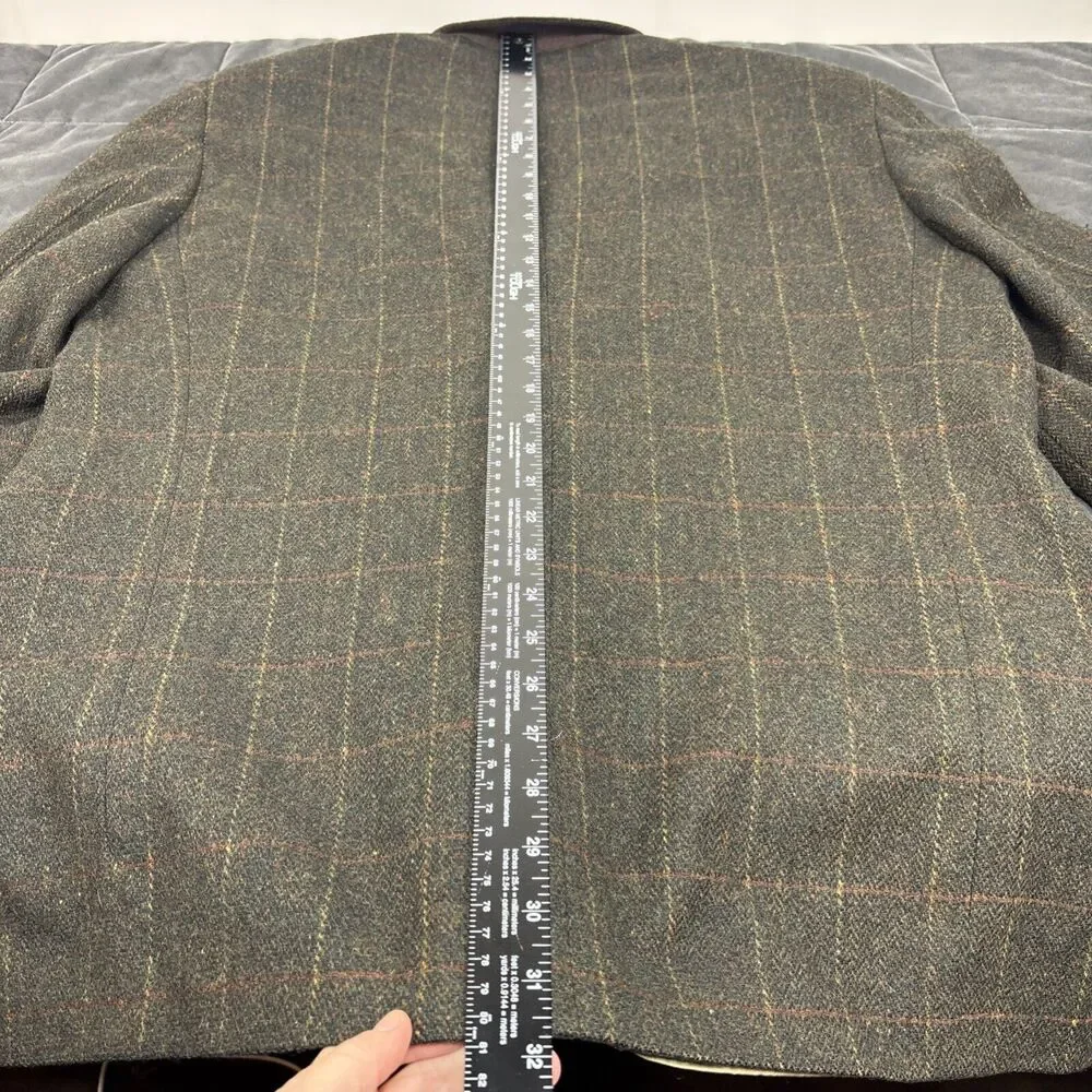 Palm Beach Plaid Tweed Blazer Mens 46 Brown 100% Wool Sport Coat‎ Vintage